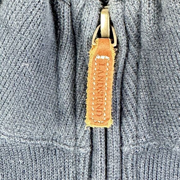 Lands End Bedford Rib Quarter Zip Sweater Mens Small Blue Knit Pullover Preppy - Picture 3 of 13